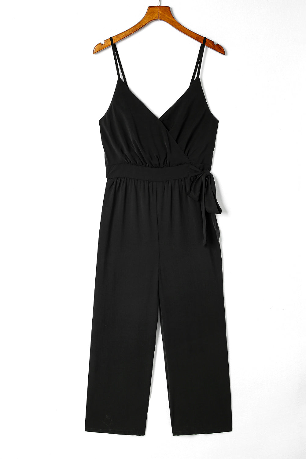 Casual Surplice V Neck Knot Wide Leg Jumpsuit