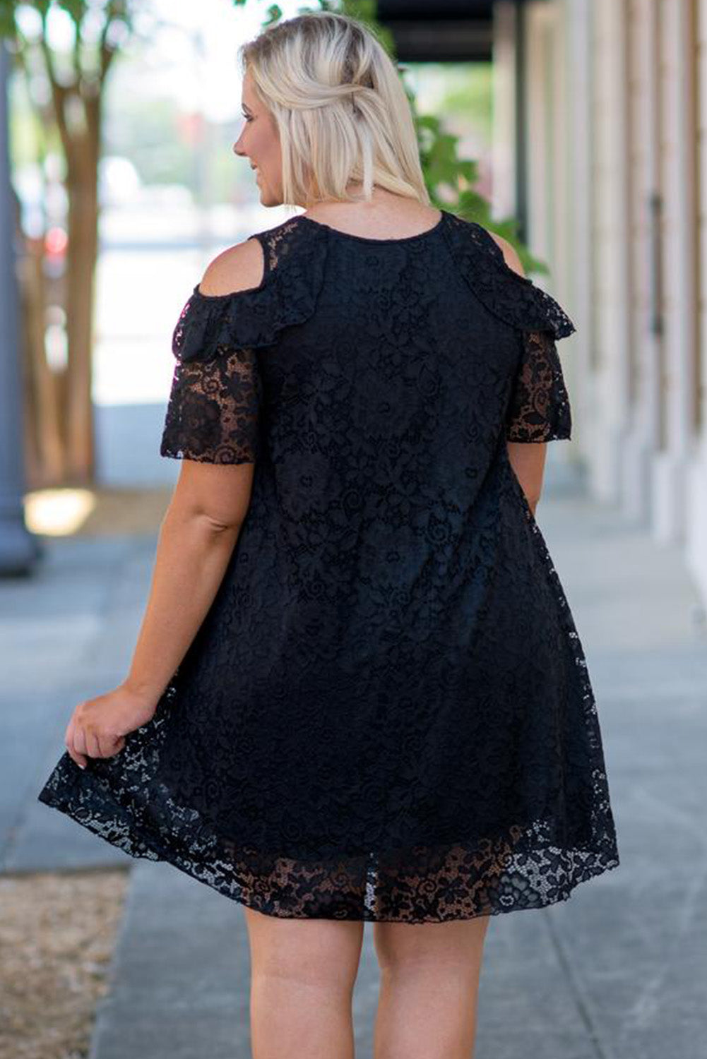 Lace Cold Shoulder Plus Size Dress