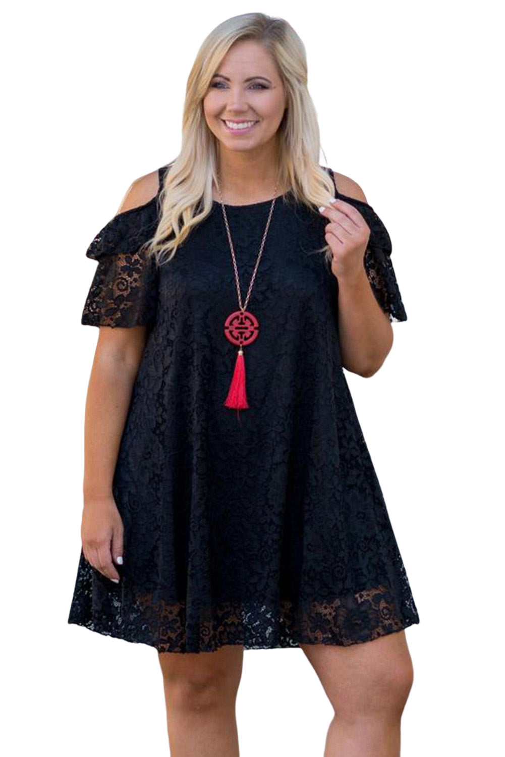 Lace Cold Shoulder Plus Size Dress