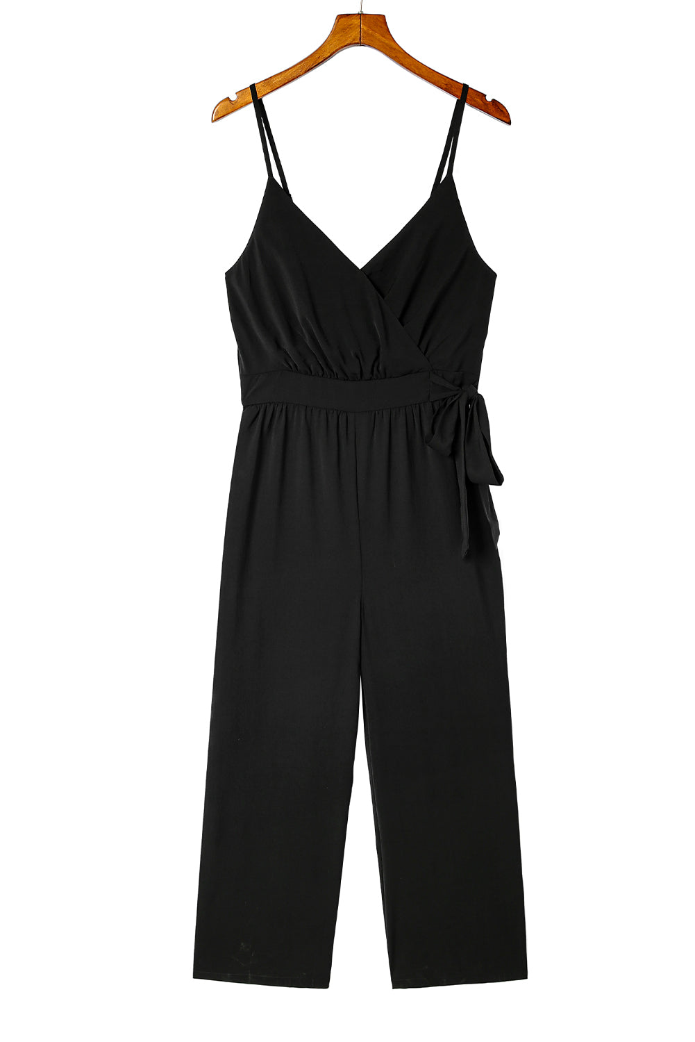 Casual Surplice V Neck Knot Wide Leg Jumpsuit