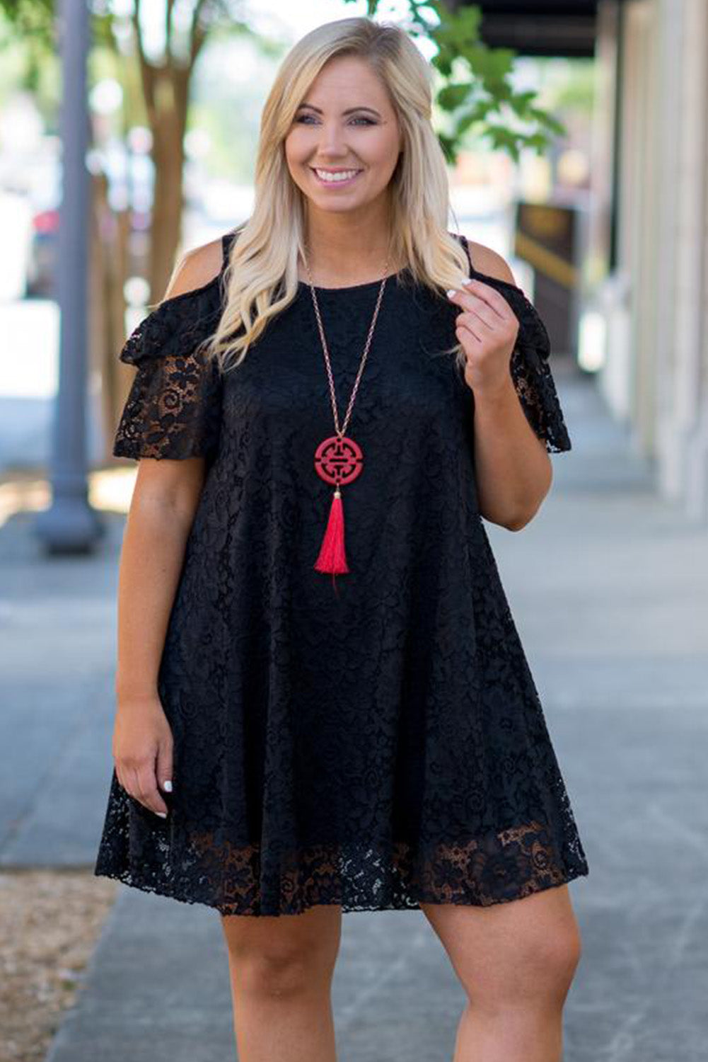 Lace Cold Shoulder Plus Size Dress