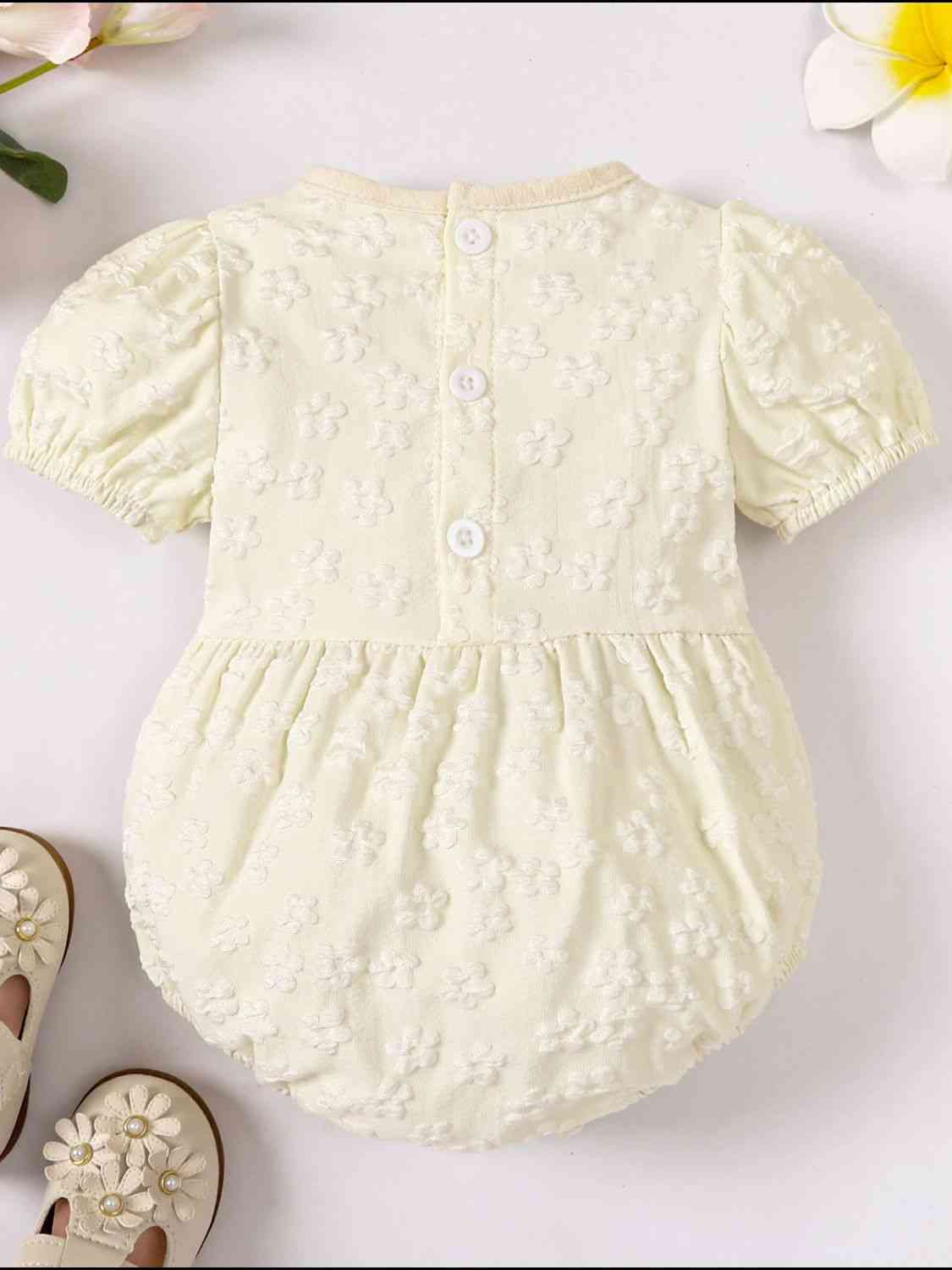 Baby Girl Floral Bow Detail Round Neck Bodysuit